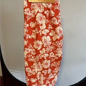 Old Navy red/ maybe coral and White Floral Skirt